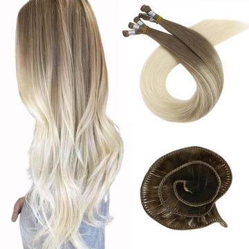 Fshine Virgin Hand Tied Weft Hair Balayage Color 100% Human Hair Bundles (#8/60) - FShine Shop